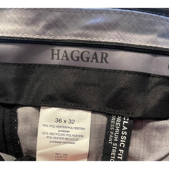 NWT Haggar H26 Men’s Stretch Dress Pants Black size 36x32 midweight relaxed leg - Picture 7 of 8